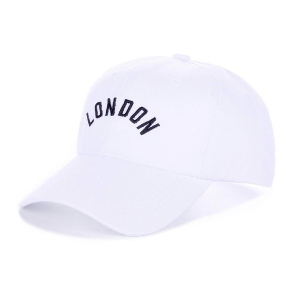 Zenana Outfitters White London Embroidered Cap